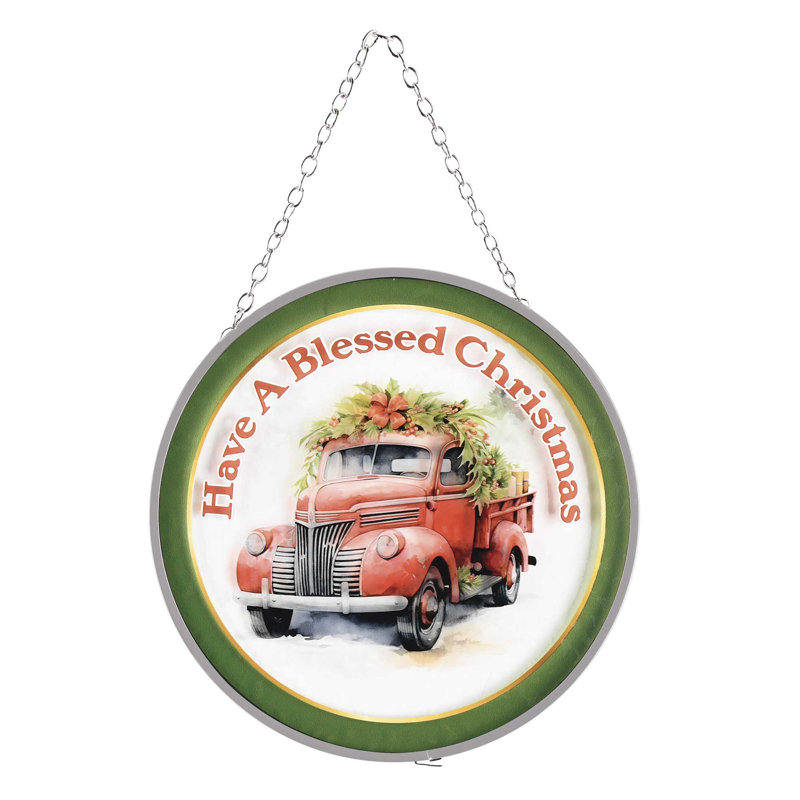 Suncatcher camion rouge Merry Christmas