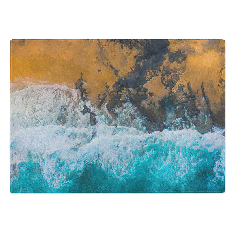 Glass Earth Against The Ocean Chopping Board, 28.5 cm W x 20 cm L