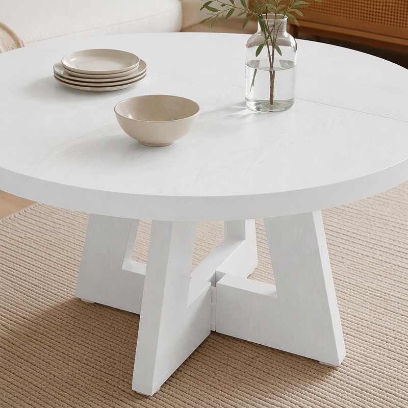 Table de salle à manger ronde de 119 cm (47 pouces) pour 4 à 6 personnes, de style campagnard, idéale pour la cuisine ou la salle à manger.