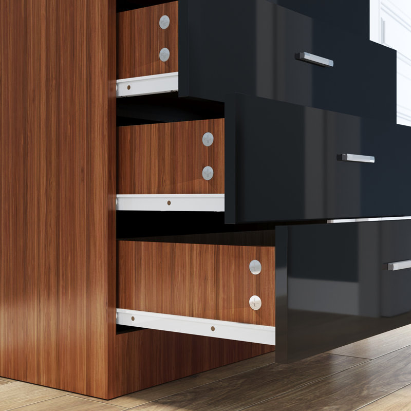 Shalicia Rectangle Accent Cabinet, Black/Walnut