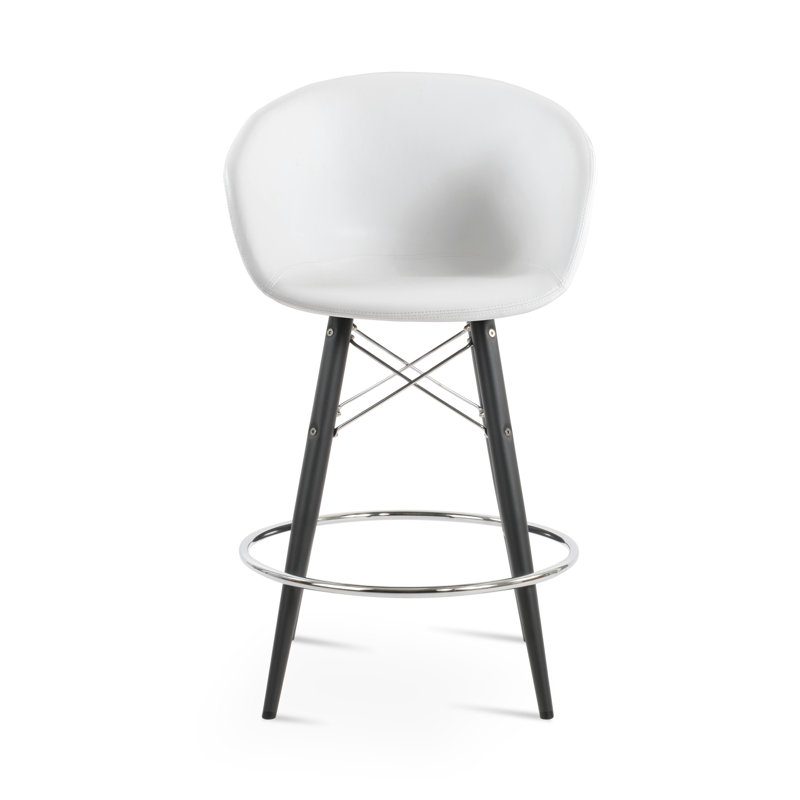 Tabouret de bar Tribeca, Similicuir blanc, Tabouret de comptoir (siège d'une hauteur de 23,5, Acier Inoxydable