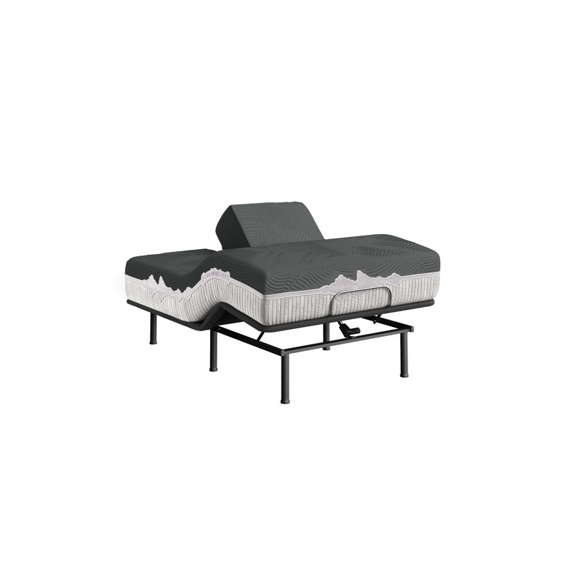 GVS Calm 11.5'' Medium Charcoal Infused Hybrid Mattress and Adjustable Base, Split Head King