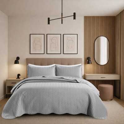 Modern Embossed Microfiber Twin Quilt Set