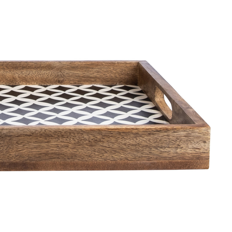 Amalgre Solid Wood Tray, Black/White