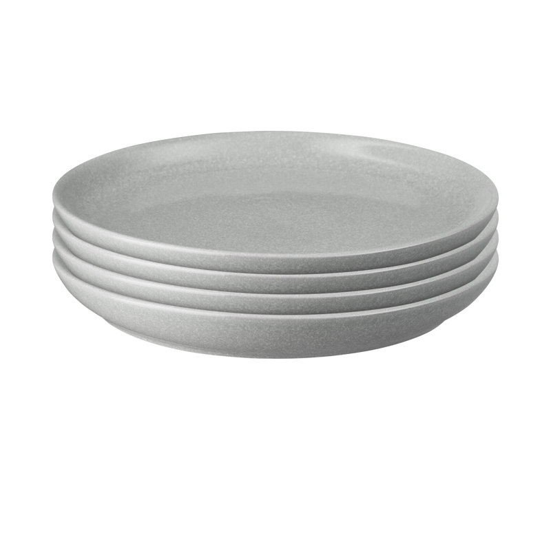 Denby Elements Medium Coupe Plates, Light Grey