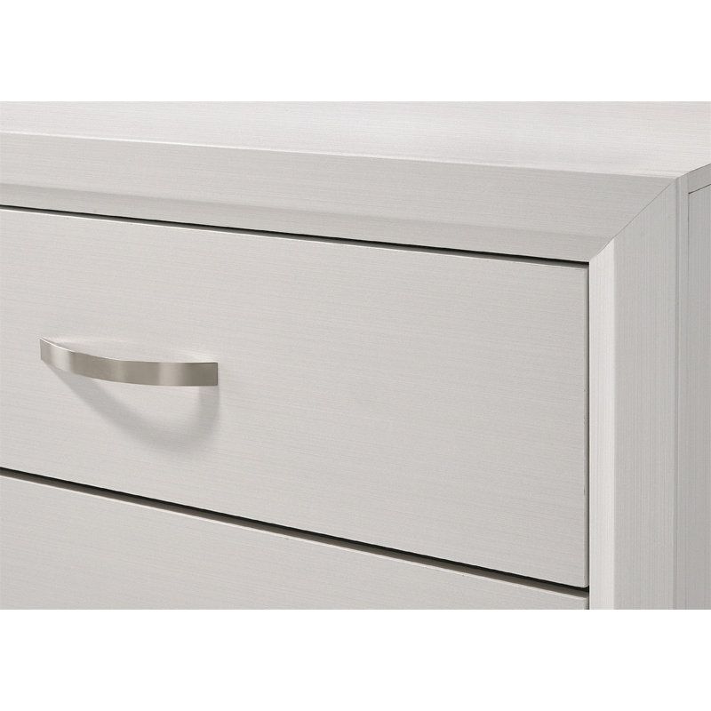 Mobilier de chambre à coucher contemporain en bois à finition blanche avec commode 6 tiroirs 1Pc