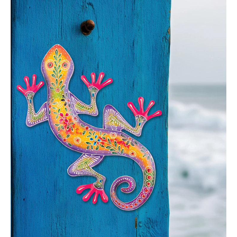 Décoration murale d'intérieur 18 po Maha Gecko 18 po - jaune, H 12 po x l 18,5 po x P 1 po, Yellow