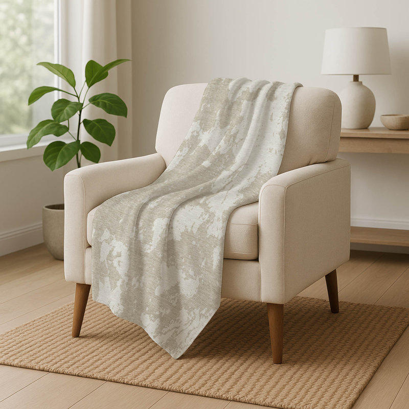 Jeté Sherpa ASB897 moderne lavable à la machine Addison, Beige, Abstrait