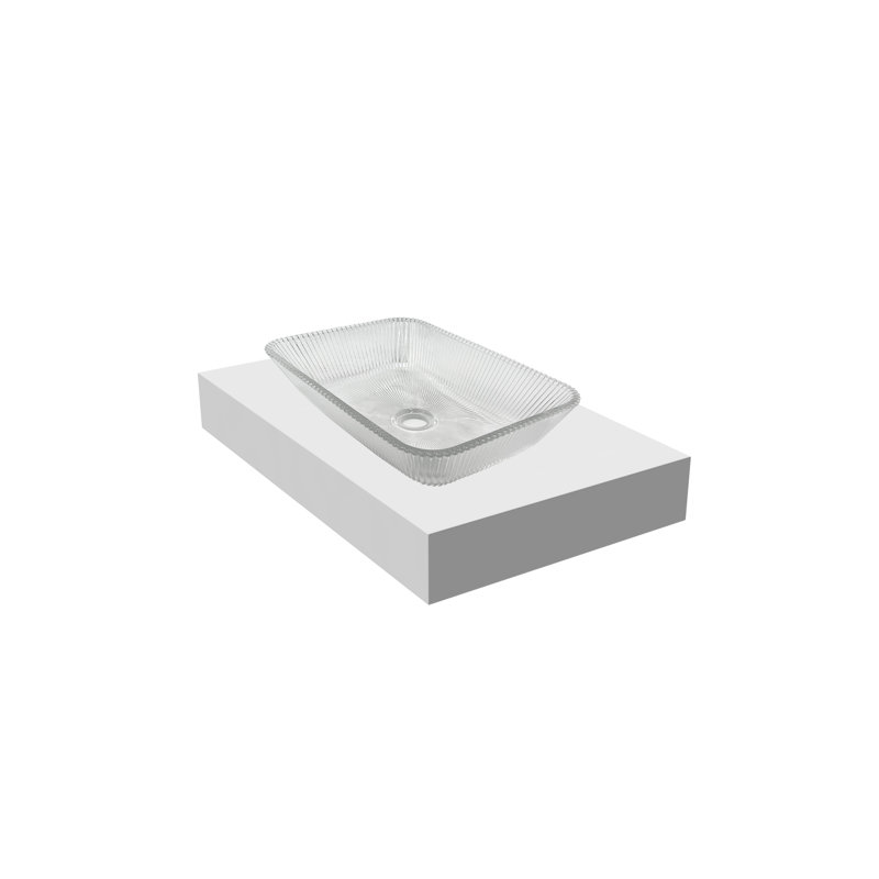 Lavabos vasques rectangulaires noirs en cristal avec base blanche 30 po Charlie, Transparent