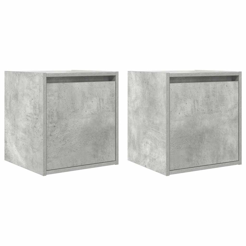 Wall-Mounted Bedside Cabinet 38X34x40 Cm, Concrete Grey, 2