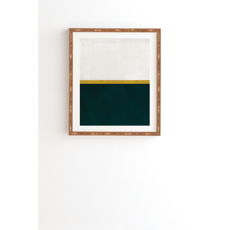 «Deep Green Gold and White», impression, H 20 po x l 20 po x P 2 po, Armature en bambou, Pas de tapis