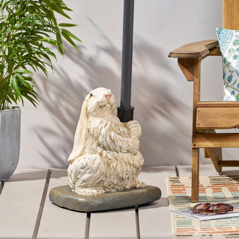 Porte-parapluie en résine de béton blanc mat - lapin adorable, l 13,87 po x P 13,87 po x H 16,1 po, convient à différentes tailles de poteaux, sans structure de base en forme de lapin sans assemblage, finition, blanc, poids de 51,74 lb,