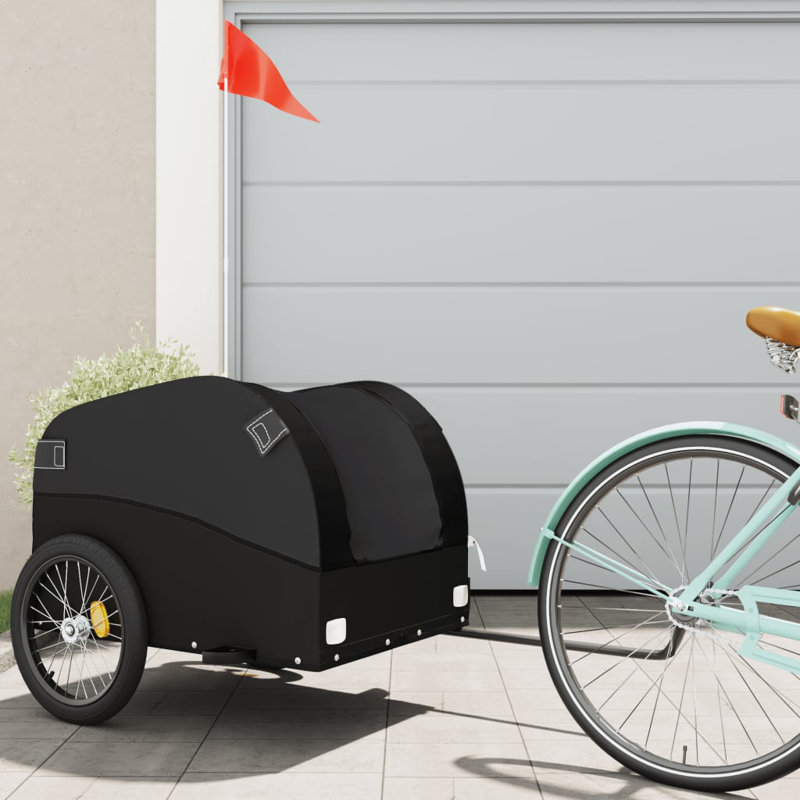 Bike Trailer 45 kg Iron, 63cm H x 63cm W x 126cm D, Green/Grey