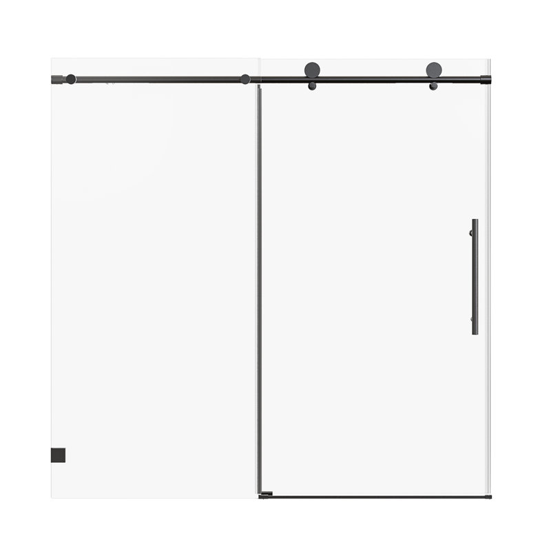 56-60" W x 60" H Frameless Shower Door Single Sliding Soft-Close with 5/16"(8mm) Tempered Glass, Matte Black