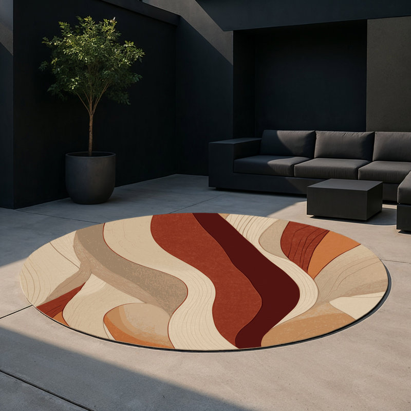 Ember Traces Indoor And Outdoor Area Rug, Round 5'