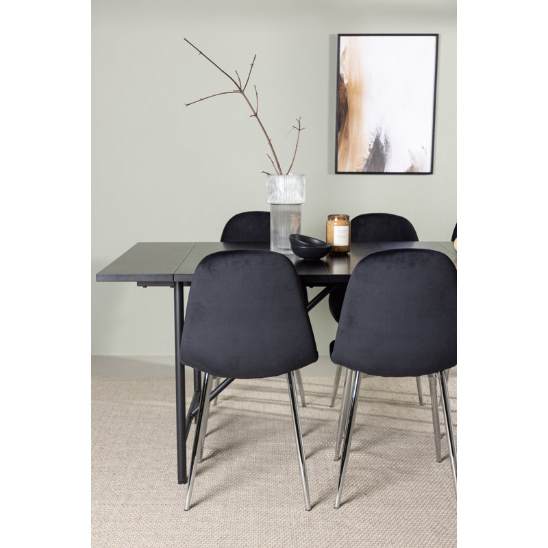 Castellanos 6 - Person Dining Set, Black, Black