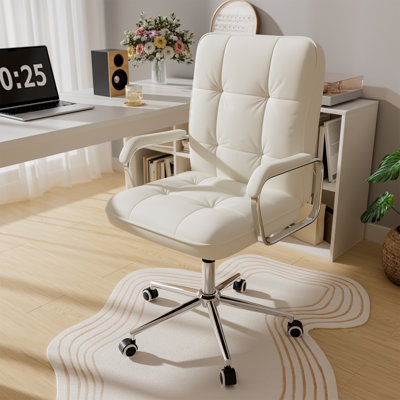 Home Office Desk Chair, Swivel Computer Desk Chair with Wheels and Padded Arms