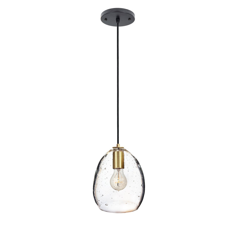 Luminaire suspendu à 1 lumière en forme de goutte, Noir / Laiton, Bullé