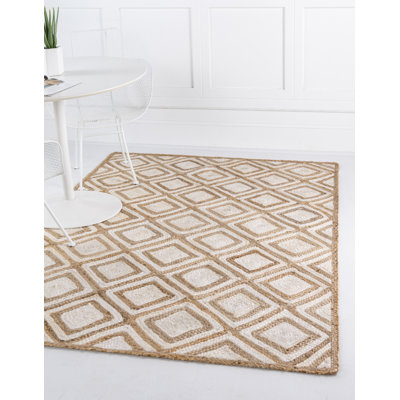 Tapis ivoire en coton tressé à la main Jereck