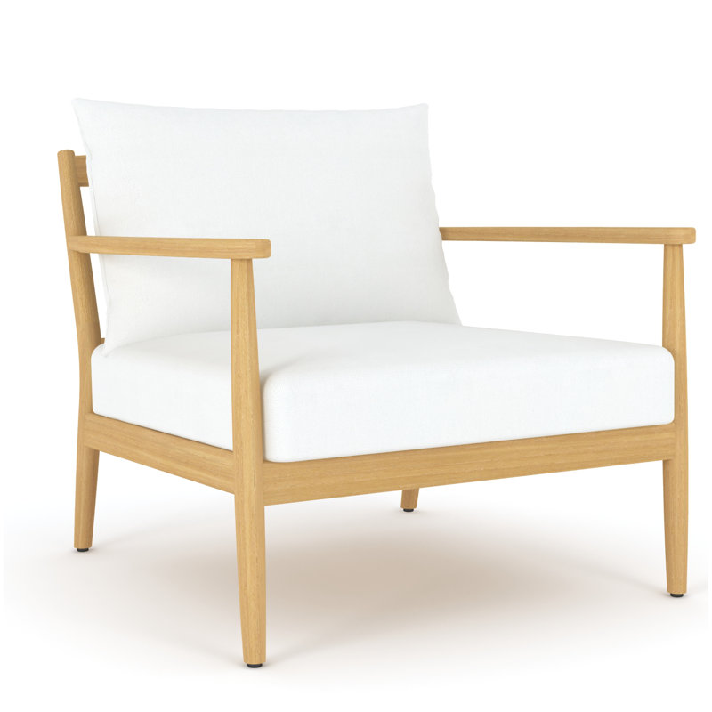 Juniper Teak Club Chair, White Cushion, White