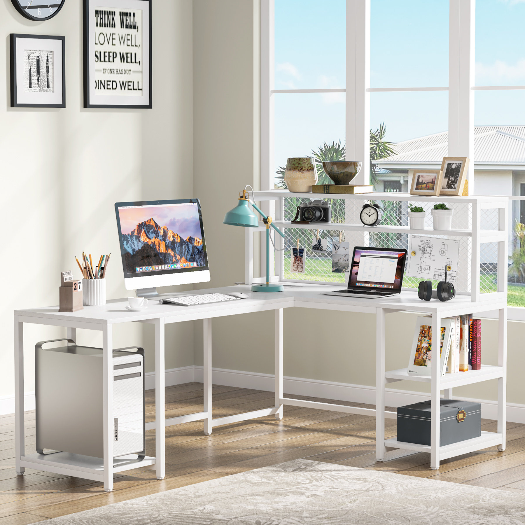L-Shape Desk Inbox Zero Color (Top/Frame): White, Size: 29.13'' H x 50.4'' W x 41.33'' D