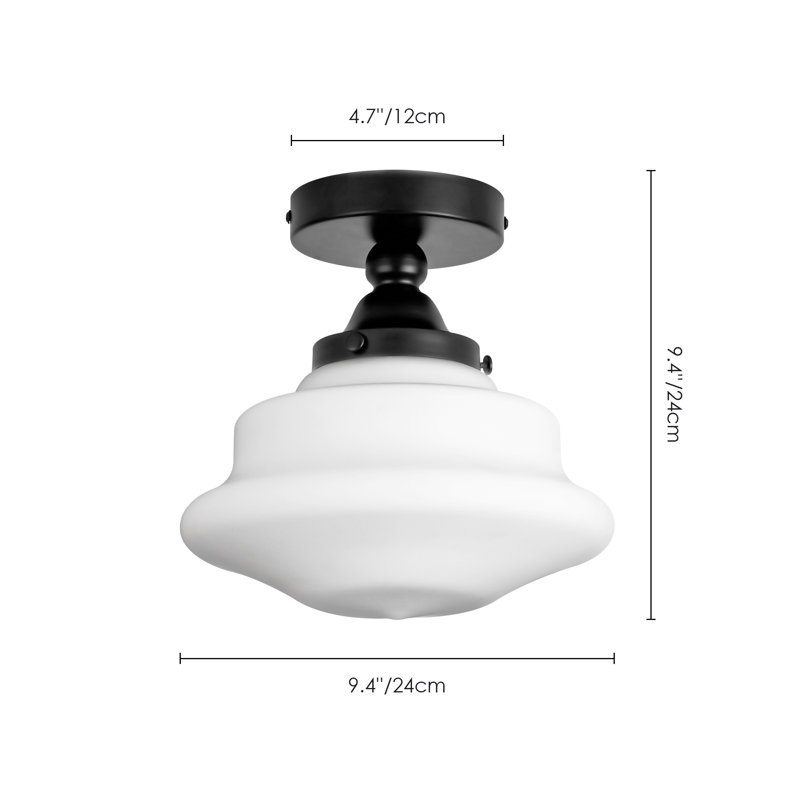 Plafonnier encastré en verre 1 lumière Glint, Noir mat