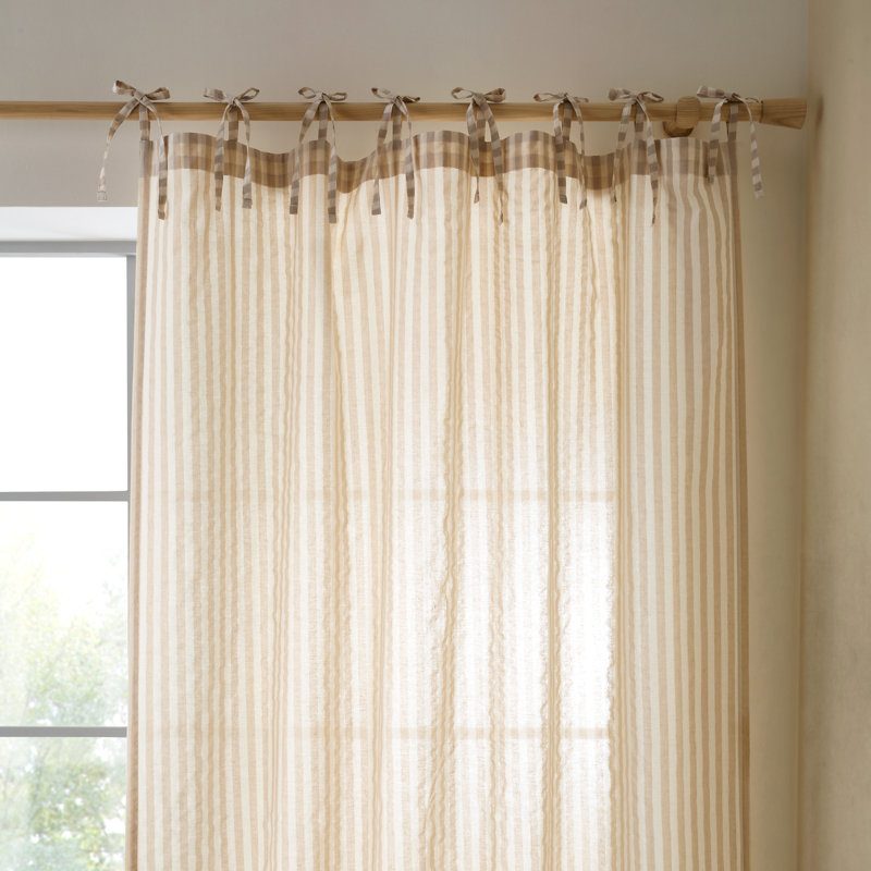 Cotton Blend Semi Sheer Single Curtain Panel, Natural, 140x229cm