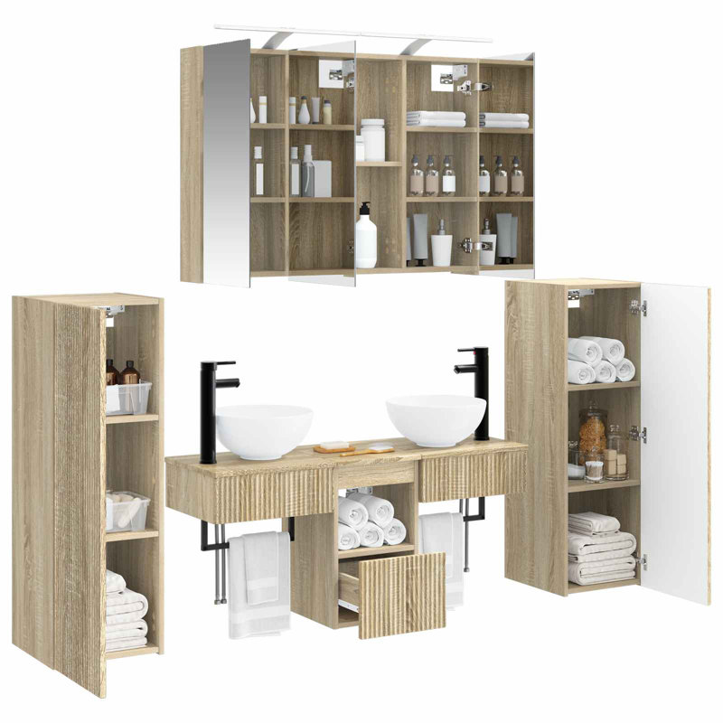 Vanity & Mirror Set, Sonoma Oak