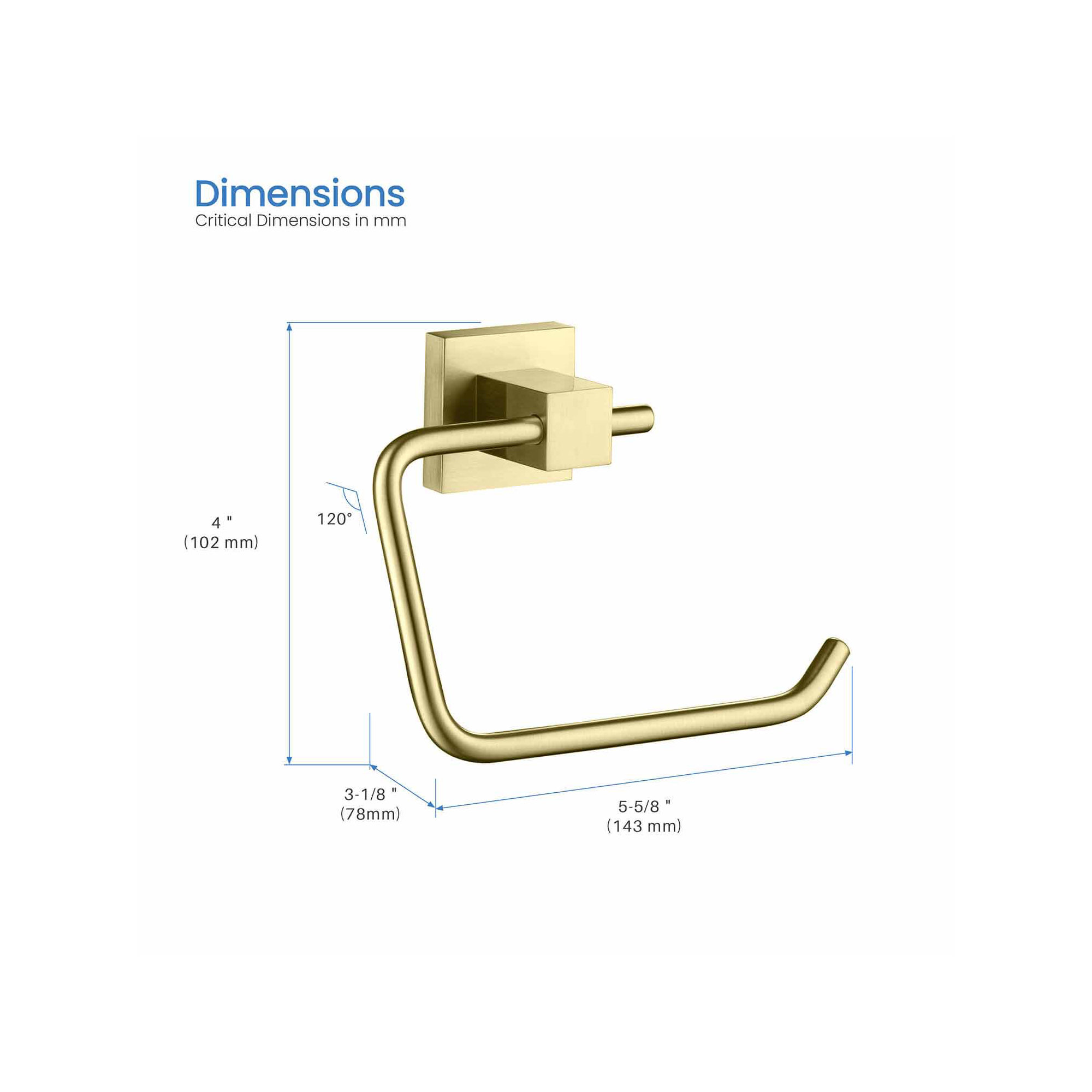 Cube Toilet Paper Holder, Brushed Gold