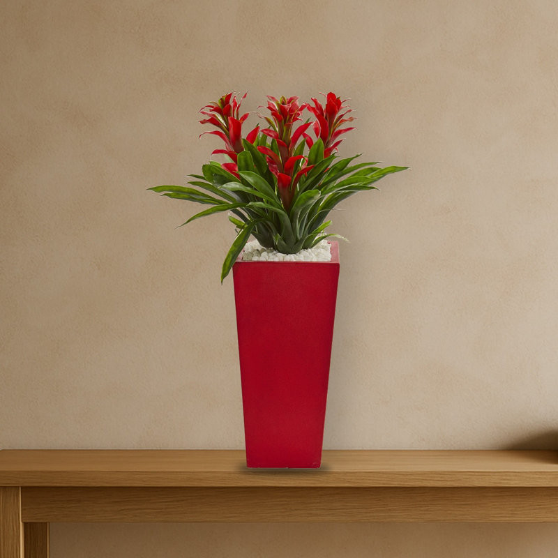 Triple Bromeliad Artificial Plant in Planter