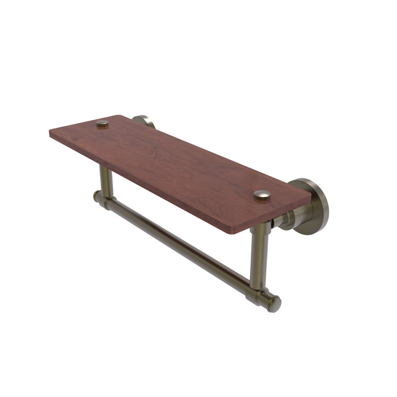 Arviso Bracket Shelf with Towel Bar, 5" H x 16" W x 5" D, Antique Brass