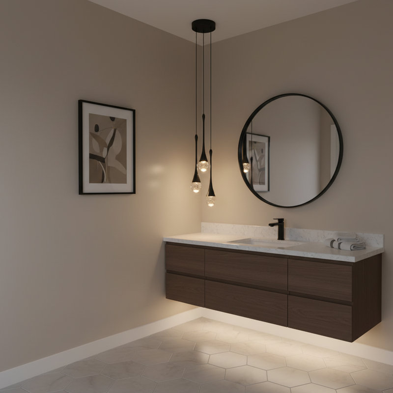 Lustre en cristal moderne à 3 lumières DEL en forme de goutte à intensité variable noir mat, Noir mat, Trois lumières