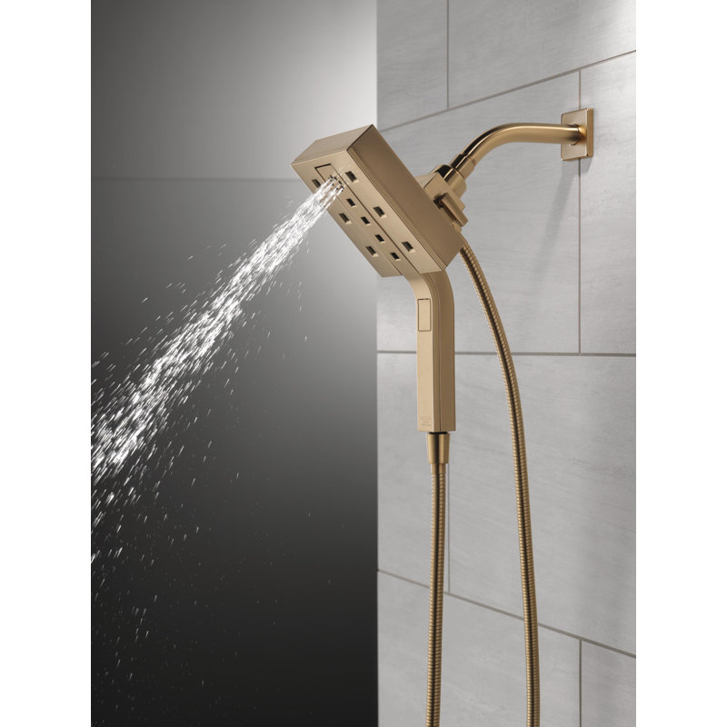 Pomme de douche double 1,75 GPM avec technologie H2Okinetic, Bronze champagne Lumicoat