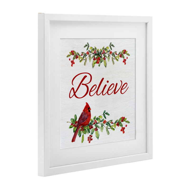 «Festive Believe Greenery», reproduction encadrée sous verre, conception de Sally Swatland, H 13 po x l 13 po