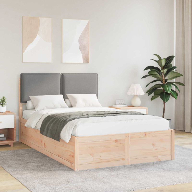 Solid Wood Bed, Small Double (4'), Grey/Natural