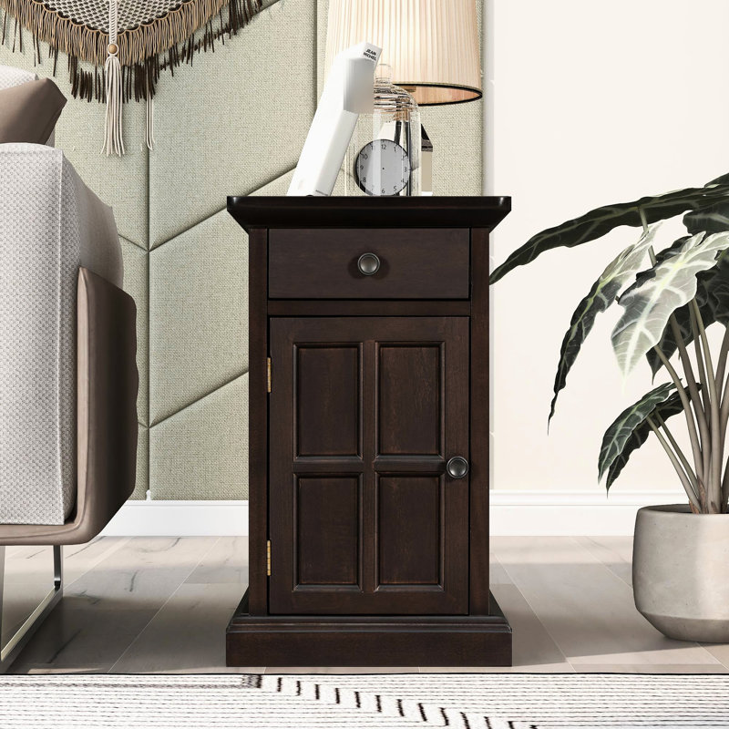 Table de salon antique avec porte-gobelets et rangement, Antique Espresso