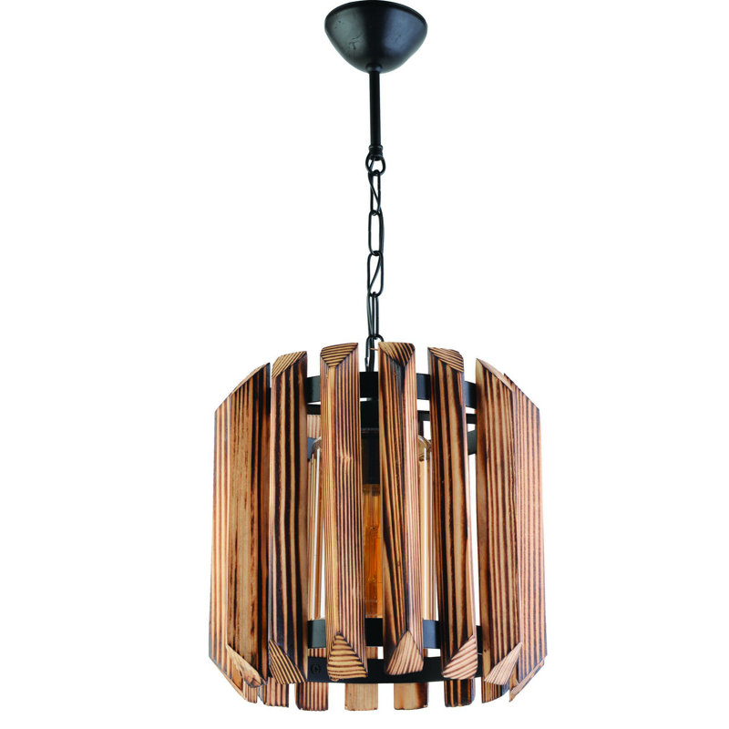 1 - Light Walnut/Black Single Pendant