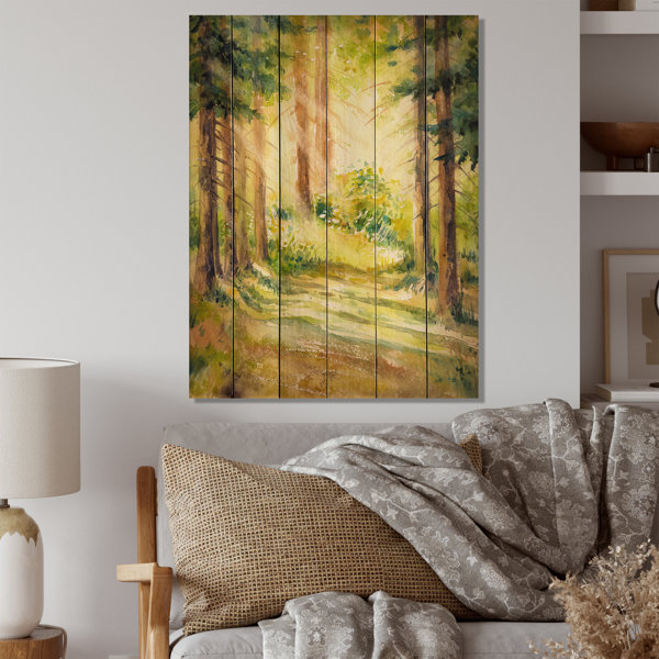 Millwood Pines Summer Forest Landscape On Wood Painting | Wayfair