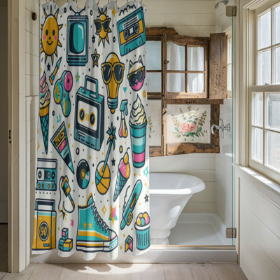 Forgue Vintage Icons  1 Piece Standard Shower Curtain