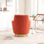 Fauteuil pivotant orange avec coussin haute éponge - Base de meuble de salon en acier inoxydable doré