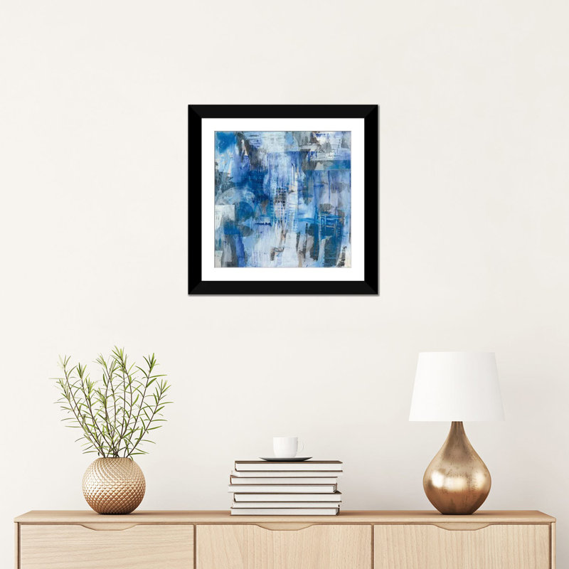 « industrial blue », reproduction sur toile tendue, H 24 po x l 24 po x P 1 po, Papier d'art encadré noir, Blanc