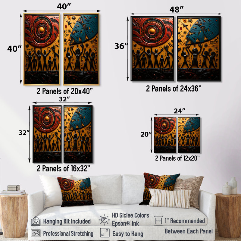 Tavare - art mural orange, H 20 po x l 24 po, Impression encadrée flottante, Brun