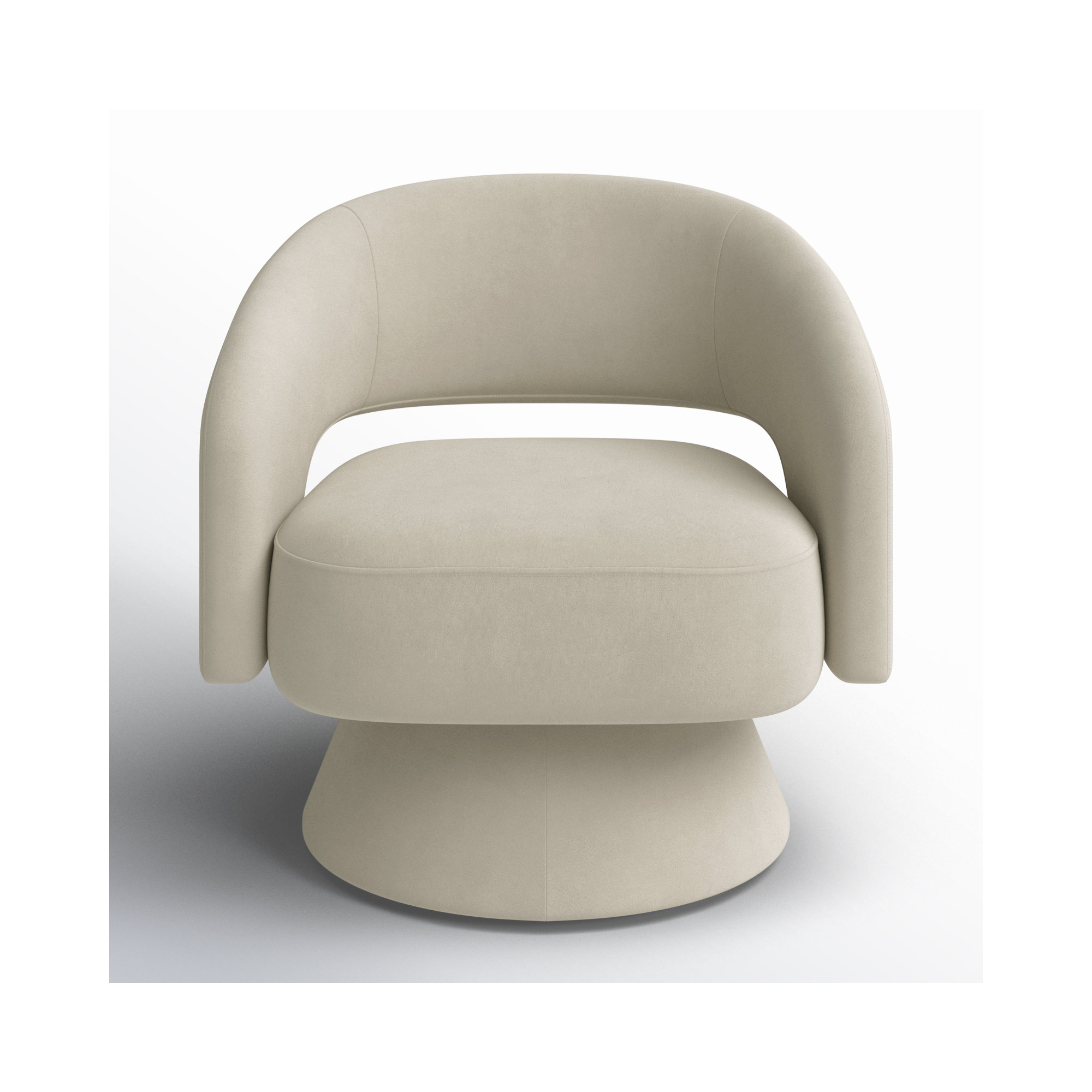 Bhupendra Swivel Accent Chair, Creamy Grey Velvet