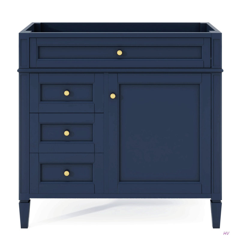 Meuble-lavabo de 36 po sans lavabo supérieur, armoire de rangement moderne avec 2 tiroirs et un tiroir basculant, structure en bois massif