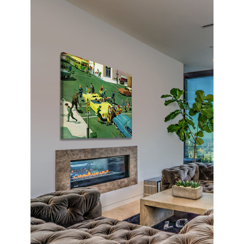 Reproduction d’art sur toile tendue, "blocking the crosswalk" par thornton utz, 40 po x 40 po