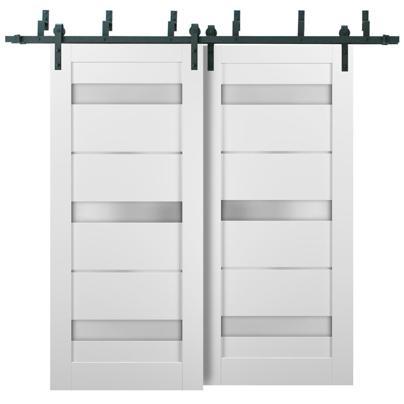 Portes blanches en verre givré Quadro, 56 po x 84 po