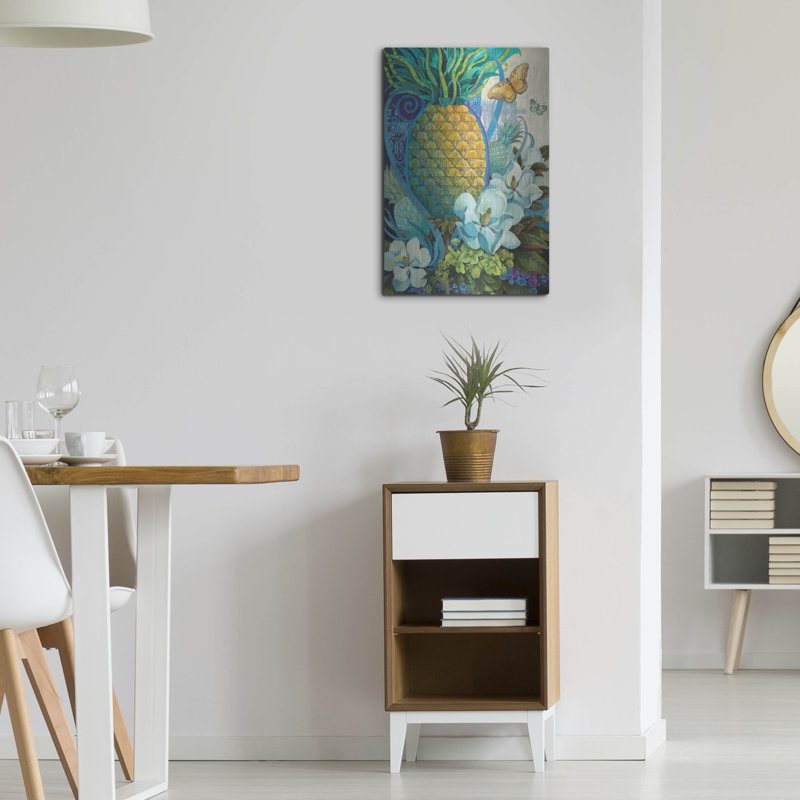 Red Barrel Studio® «Pineapple Floral» par David Galchutt, art mural en métal, H 24 po x l 16 po
