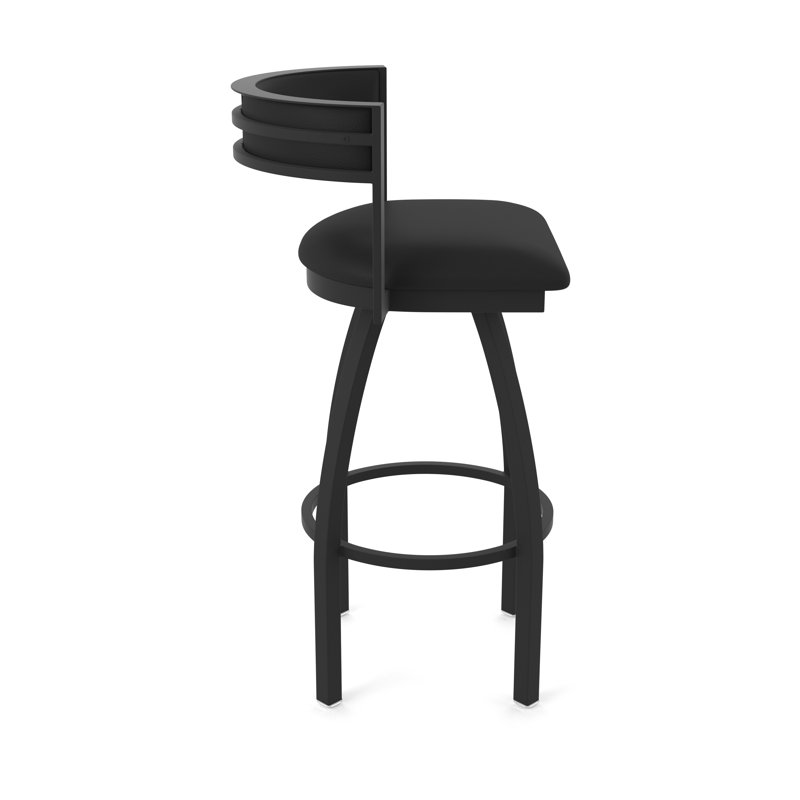 Tabouret Artémis, Noir froissé, Tabouret de bar (siège d'une hauteur de 30 po), Vinyle - vinyle noir