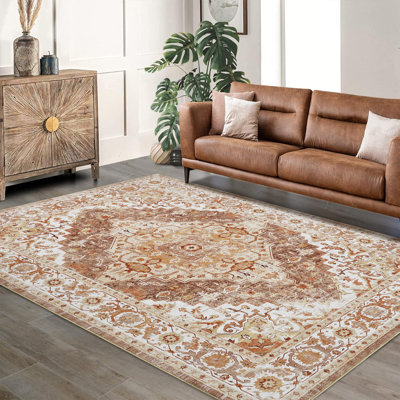 Tapis Boho rétro antidérapant - Tapis tissé résistant aux marques et lavable à la machine pour le bureau du salon