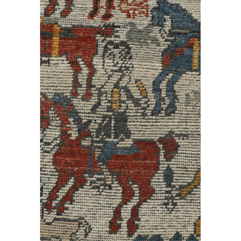 Burano Hand Knotted Wool Animal Print Area Rug, Runner 3' x 8'